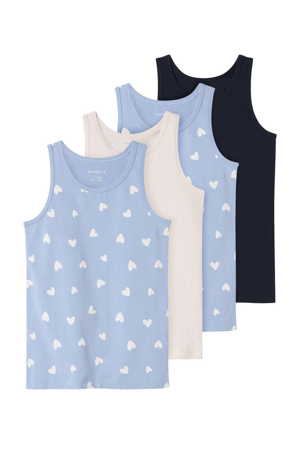 NAME IT KIDS hemd - zachtblauw/donkerblauw/roze (set van 4)