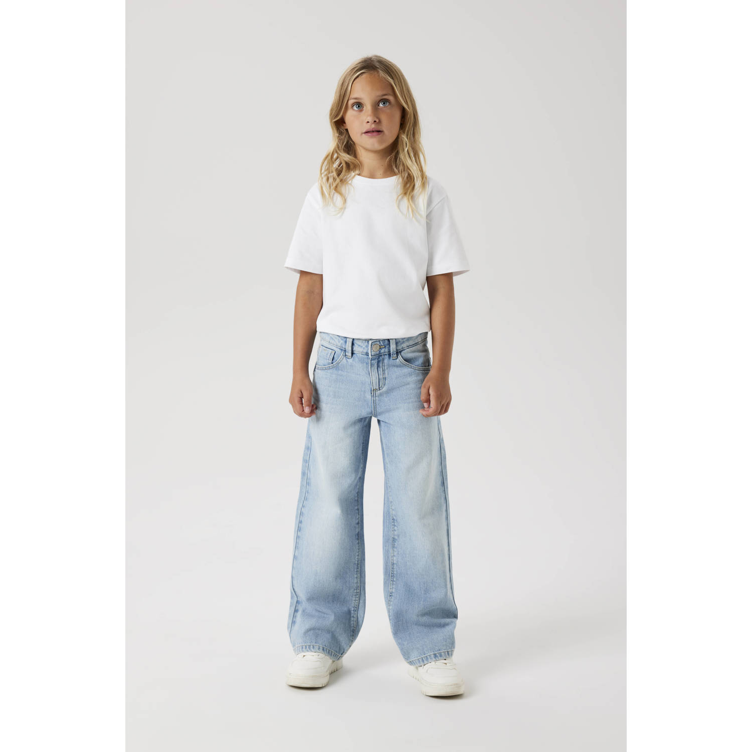 NAME IT KIDS wide leg jeans light blue bleached