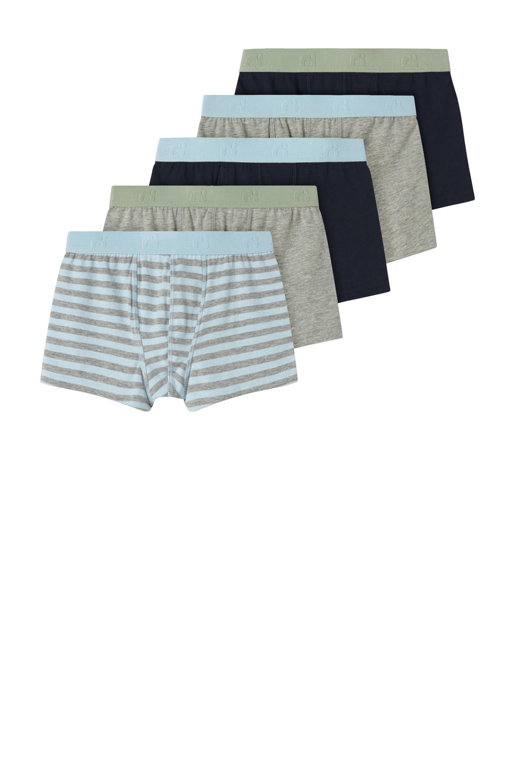 NAME IT KIDS boxershort - lichtblauw/grijs/donkerblauw (set van 5)
