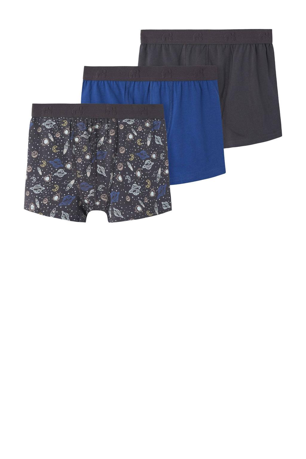 NAME IT KIDS boxershort Iron Space - donkergrijs/blauw (set van 3)