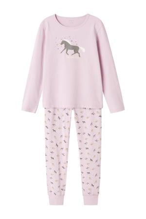 pyjama met paardendessin roze