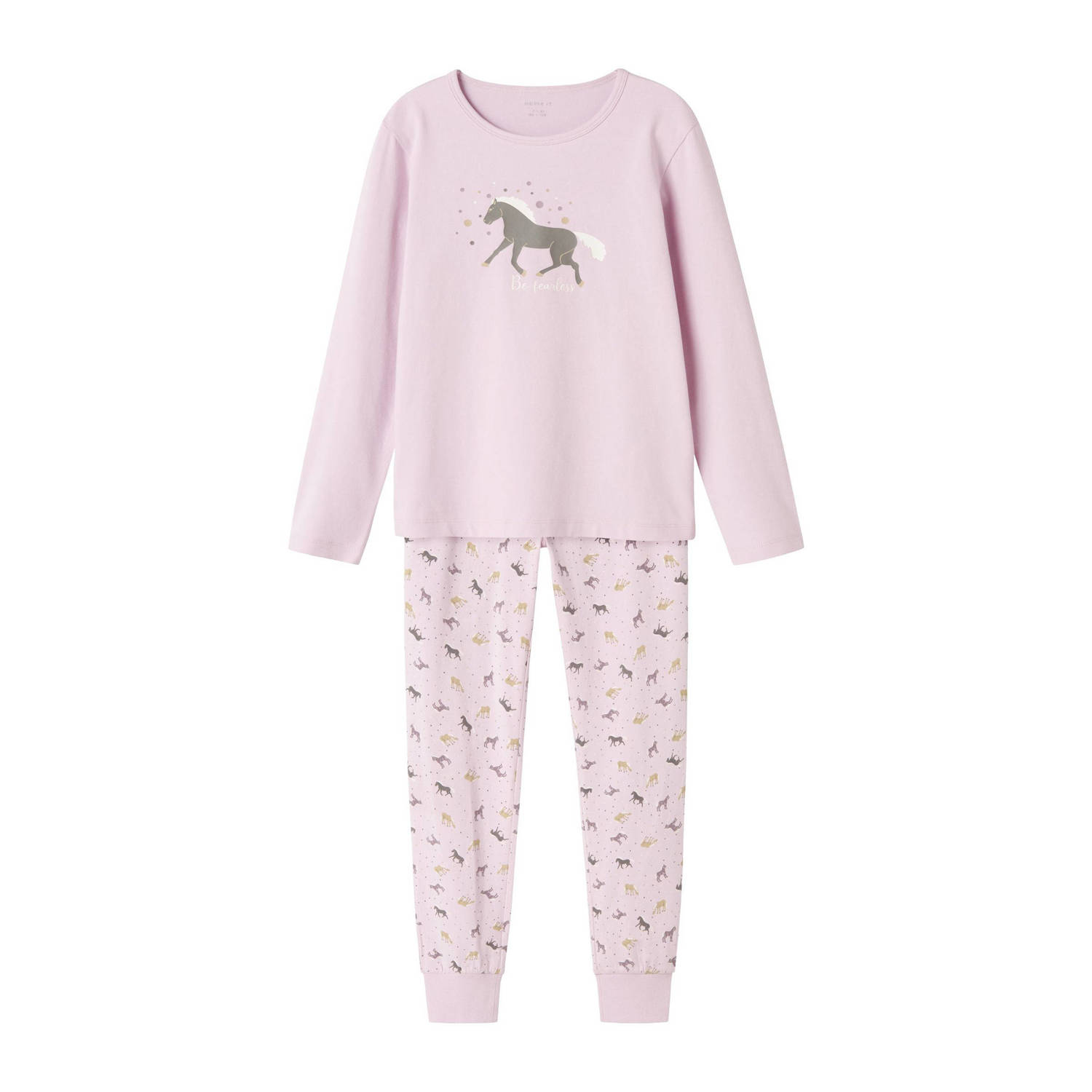 NAME IT KIDS pyjama met paardendessin roze