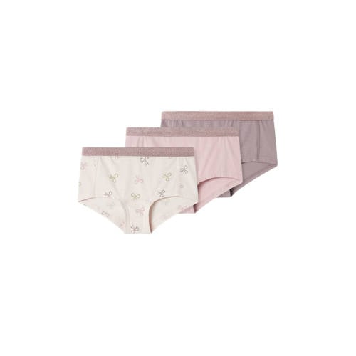 NAME IT KIDS hipster Bow - set van 3 donkerroze/ecru afbeelding