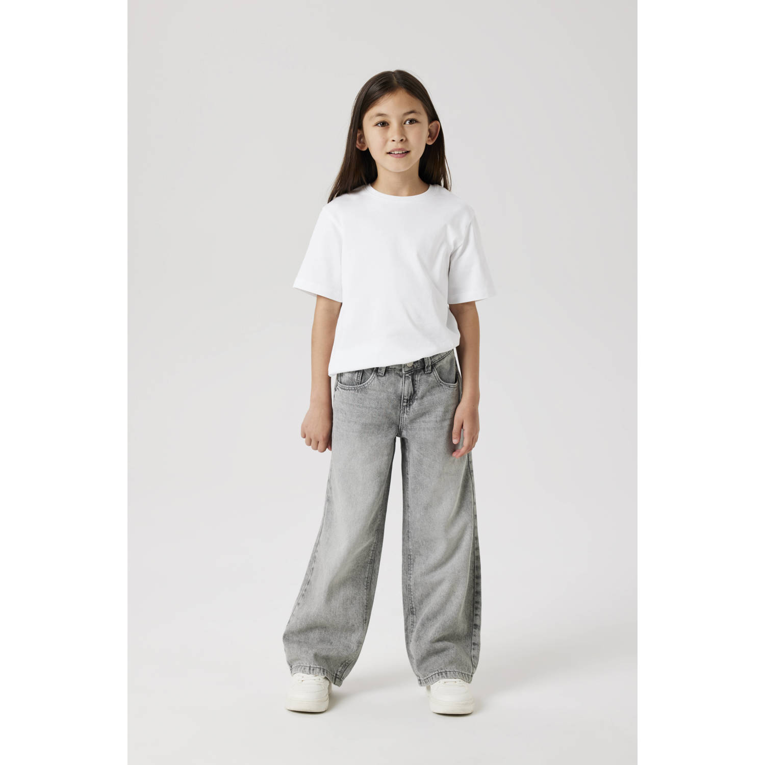 NAME IT KIDS wide leg jeans light grey denim
