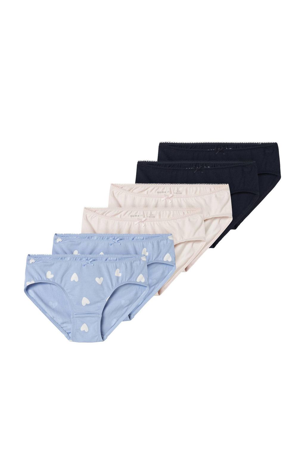 NAME IT KIDS slips - zachtblauw/donkerblauw/roze (set van 6)