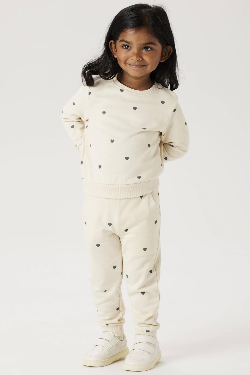Ecru meisjes NAME IT MINI joggingbroek van sweat materiaal met regular fit, elastische tailleband met koord en effen