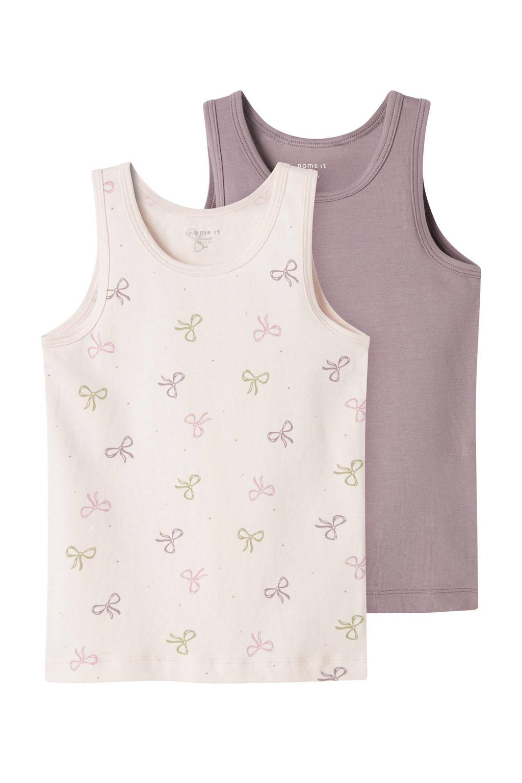 NAME IT MINI hemd met strikjes dessin - roze/mauve (set van 2)