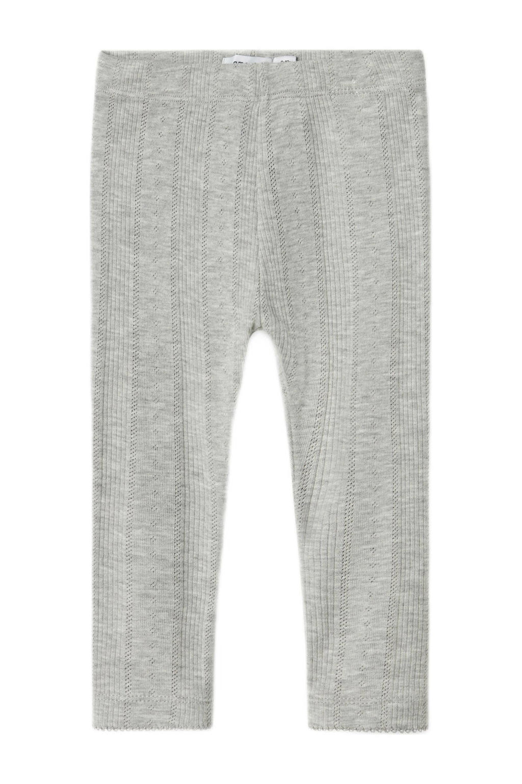 Grijs melange meisjes NAME IT MINI legging melange van katoen met regular fit, elastische tailleband en effen