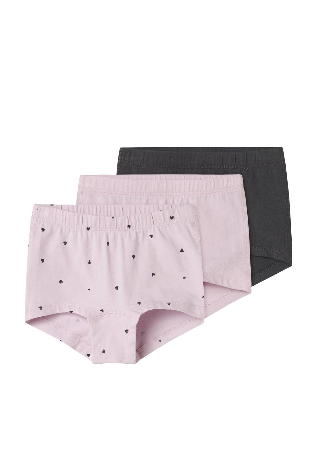 NAME IT MINI short - roze/donkergrijs (set van 3)