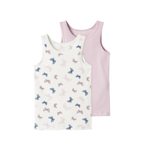 NAME IT MINI hemd met vlinders - set van 2 roze/ecru afbeelding