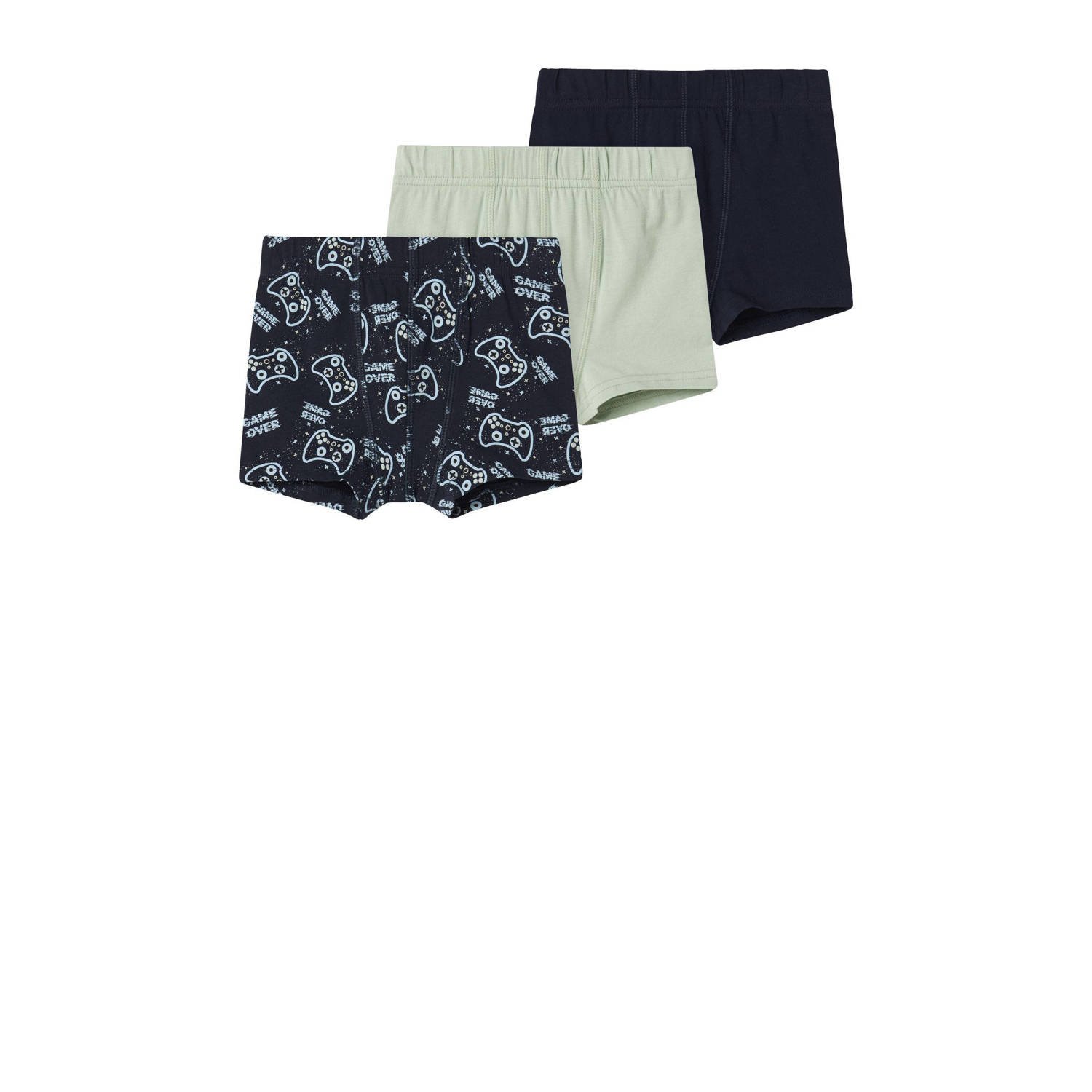 NAME IT MINI boxershort Game set van 3 donkerblauw zachtgroen