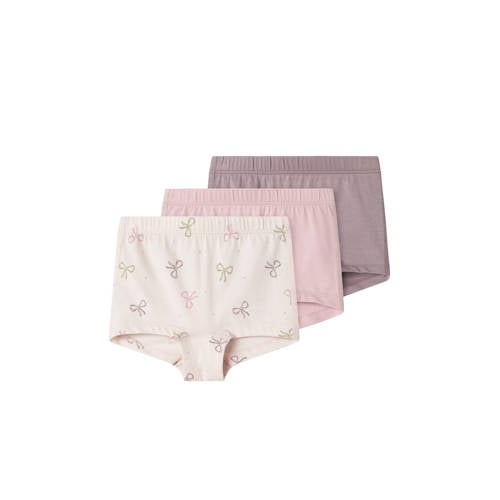 NAME IT MINI short - set van 3 met strikjes dessin roze/mauve afbeelding