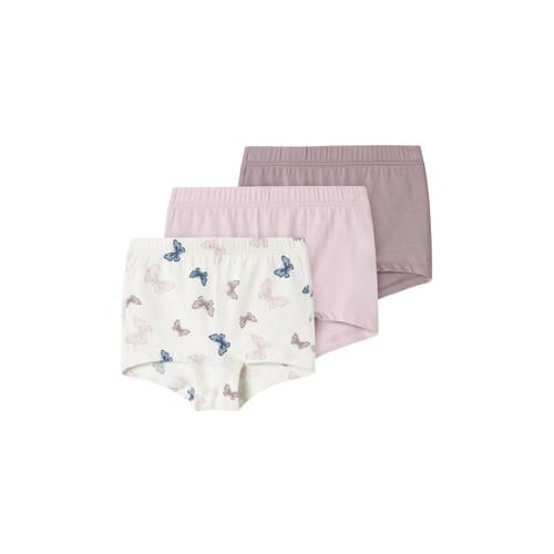 NAME IT MINI short - set van 3 met vlinders roze/mauve/ecru afbeelding