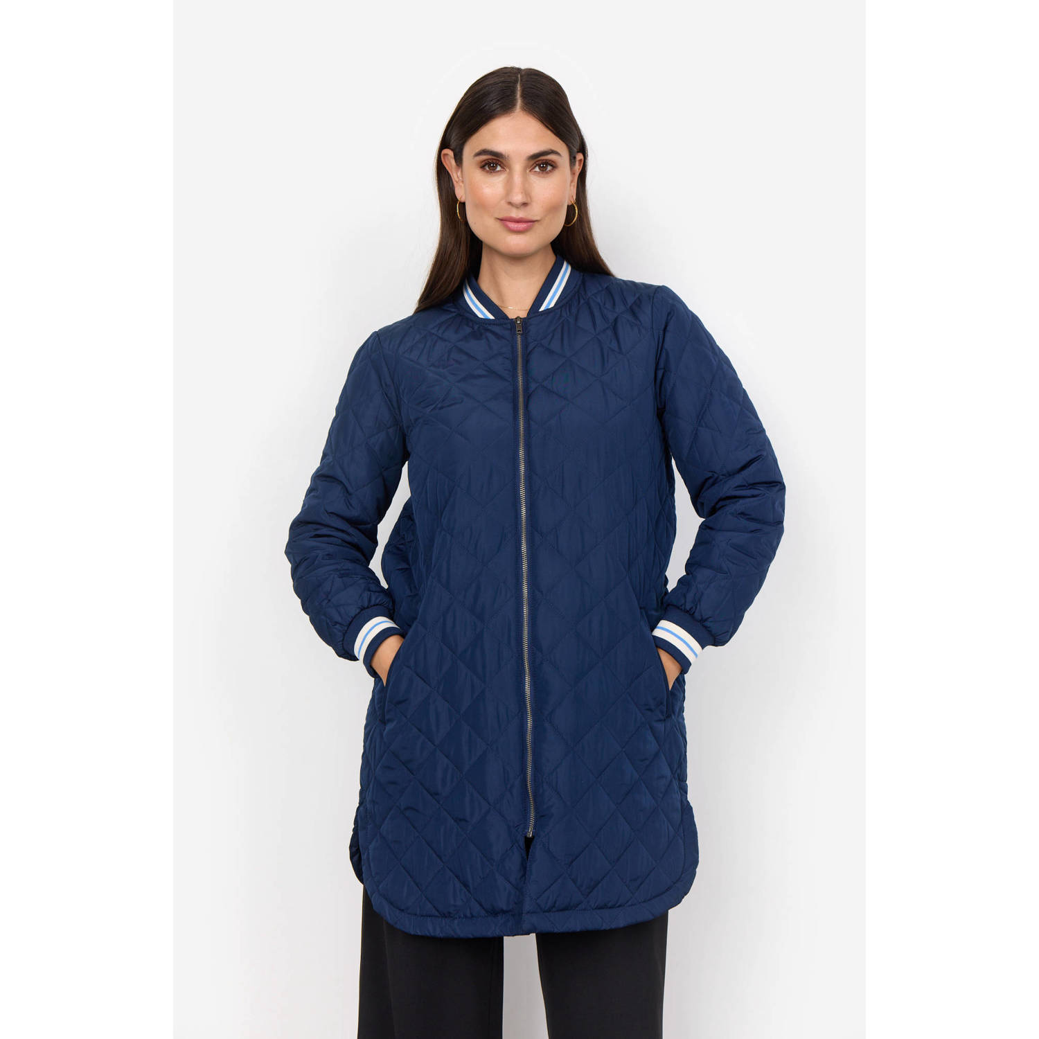 Soyaconcept gewatteerde jas quilted blauw