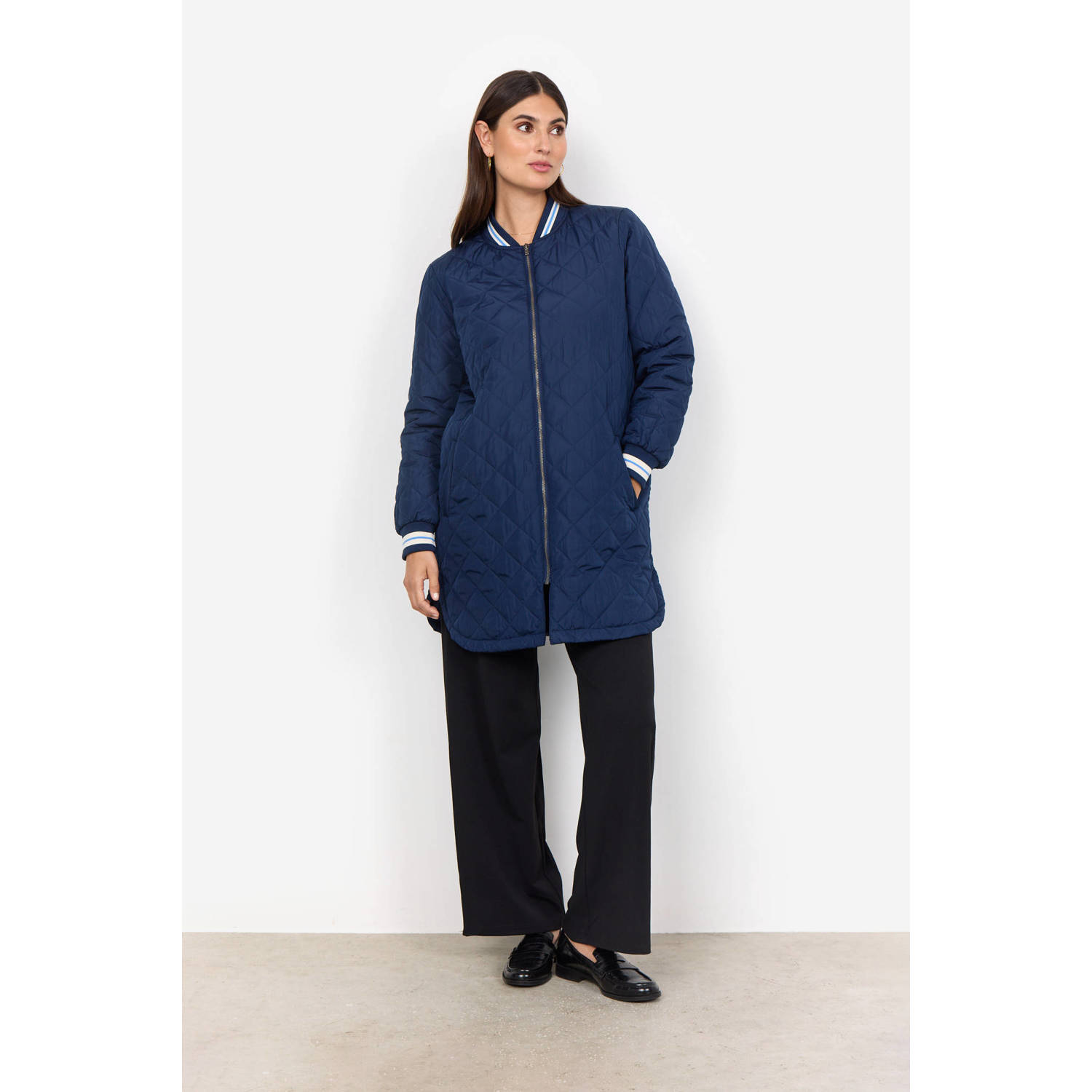 Soyaconcept gewatteerde jas quilted blauw