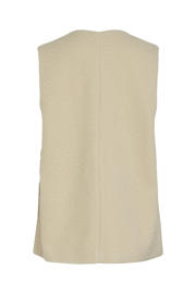 thumbnail: Beige dames VILA gilet van teddy materiaal met effen, ronde hals en teddy detail