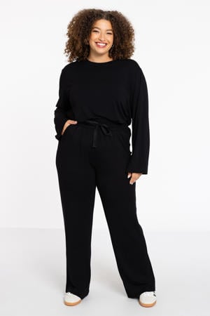 straight regular waist pantalon zwart