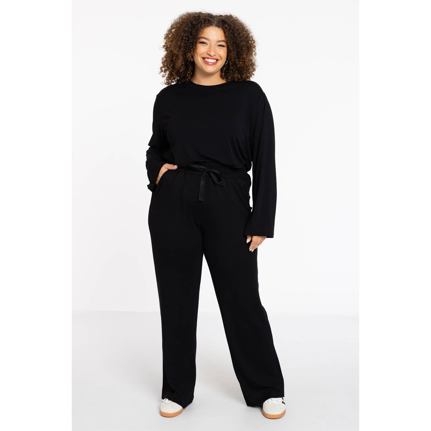 YOEK Lounge straight regular waist pantalon zwart