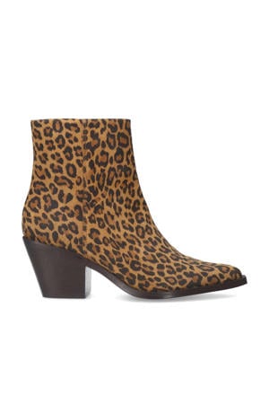 leren cowboylaarzen met panterprint bruin