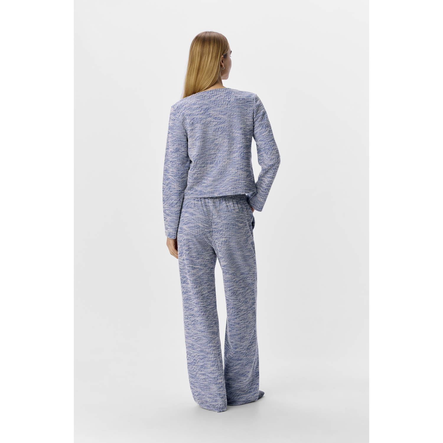 OBJECT wide leg regular waist broek blauw met glitter