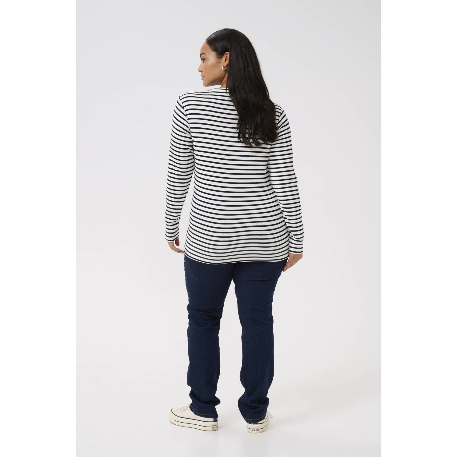 Kaffe Curve gestreepte top ecru zwart