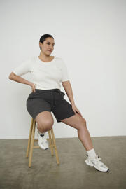 thumbnail: Kaffe Curve loose regular waist casual short antraciet