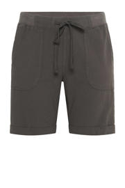 thumbnail: Antraciete dames Kaffe Curve loose regular waist casual short van katoen met elastische tailleband met koord en effen