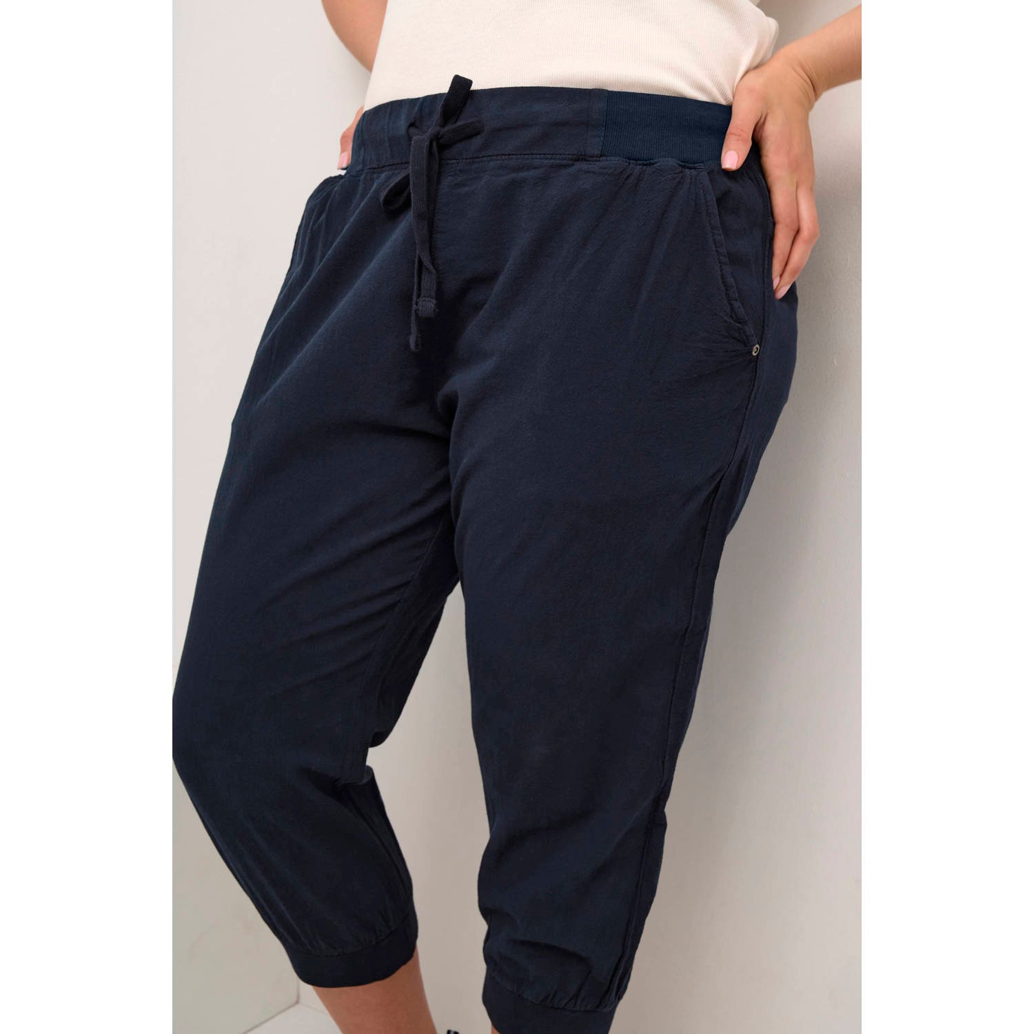 Kaffe Curve loose regular waist broek donkerblauw