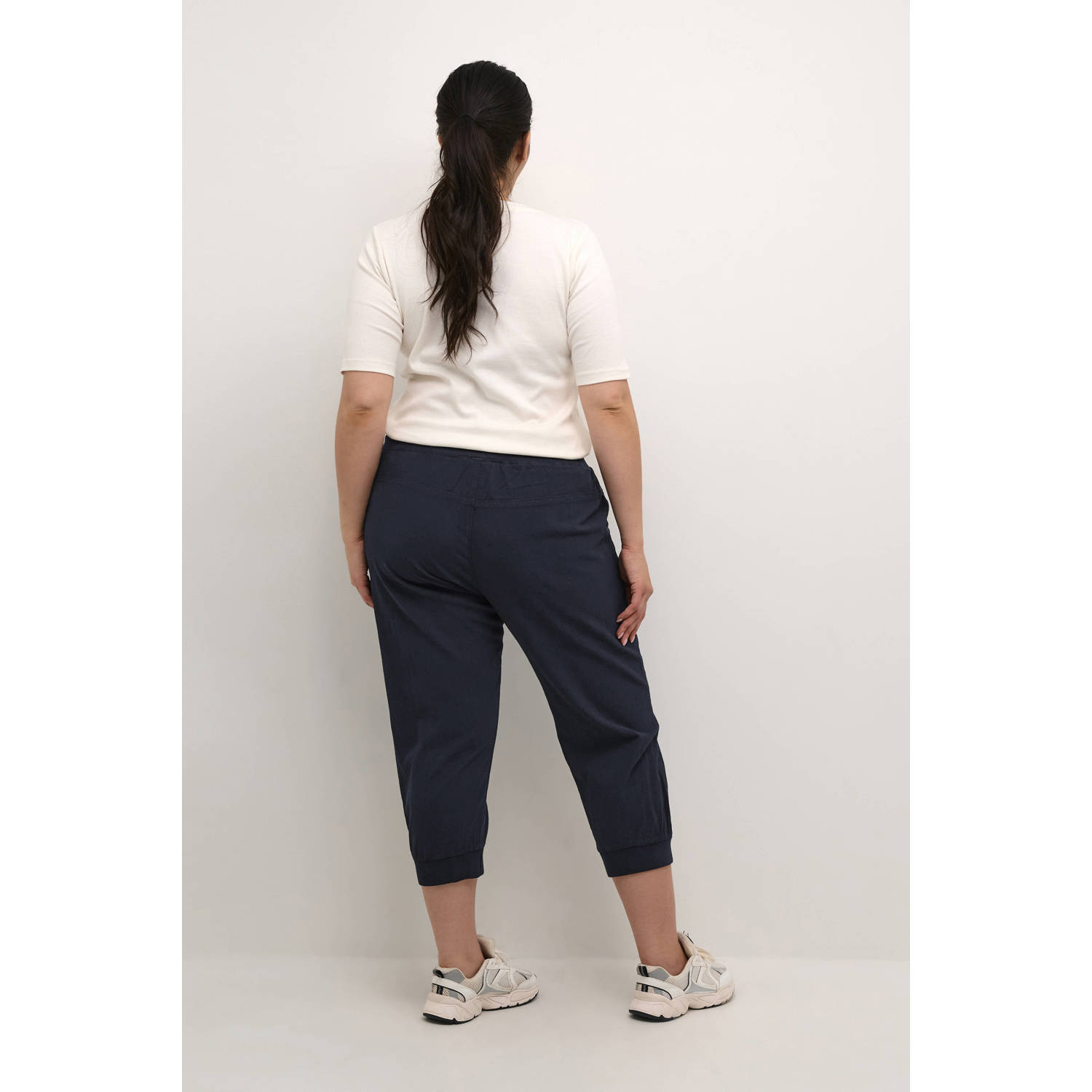 Kaffe Curve loose regular waist broek donkerblauw