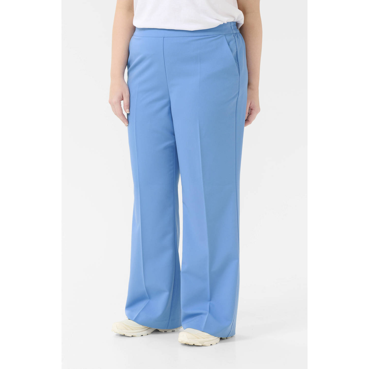 Kaffe Curve flared regular waist broek blauw