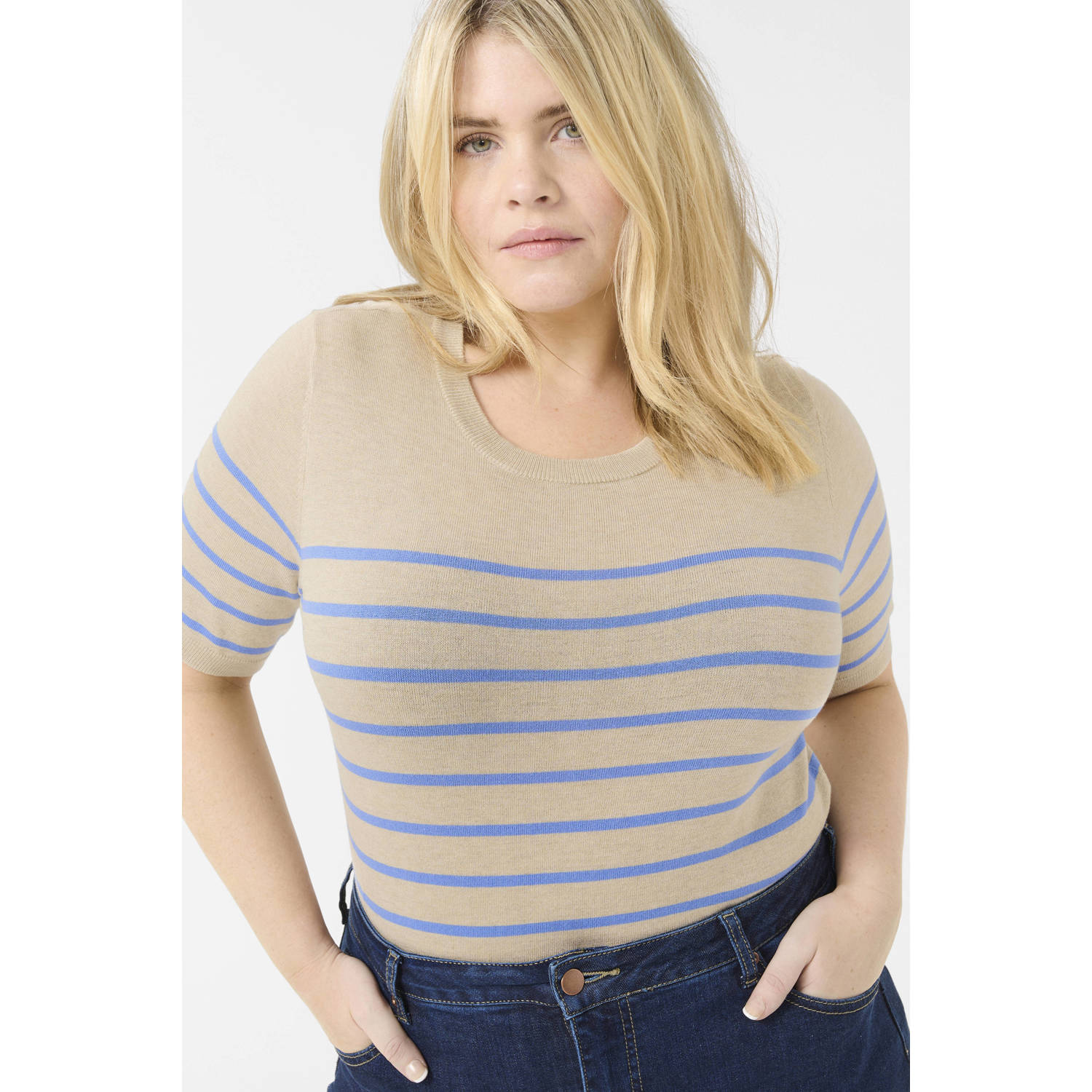 Kaffe Curve top zand blauw