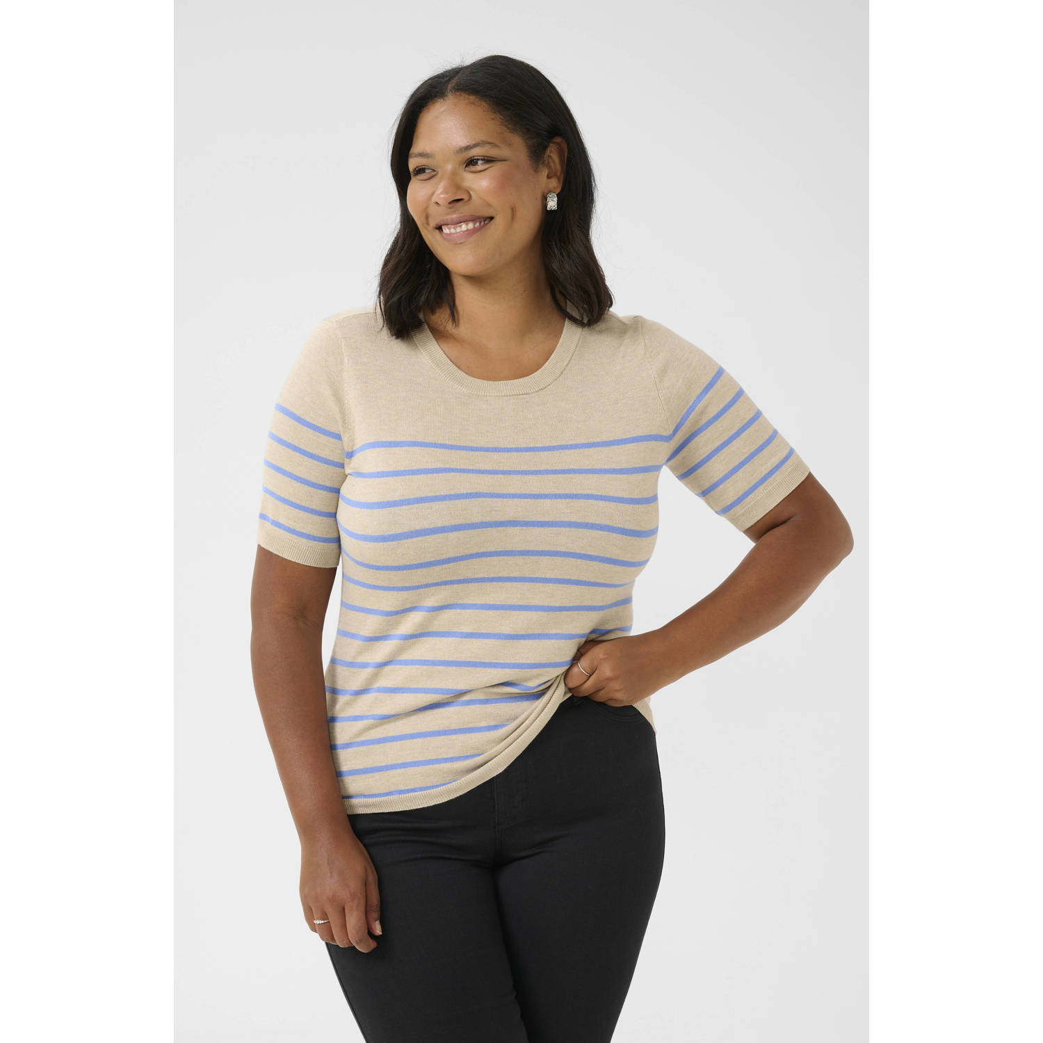 Kaffe Curve top zand blauw