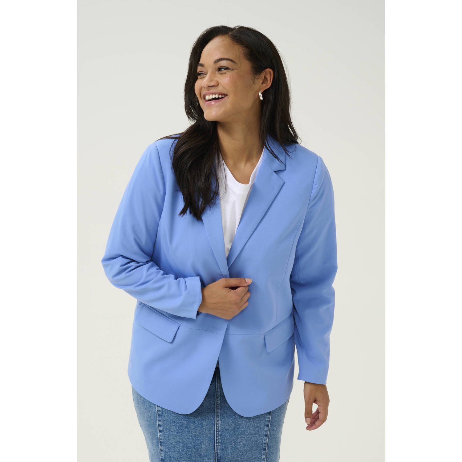 Kaffe Curve Ebb And Flow Blazer Jas Blue Dames