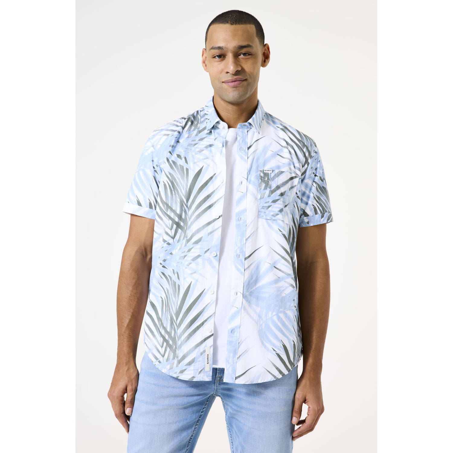 Garcia casual overhemd lichtblauw