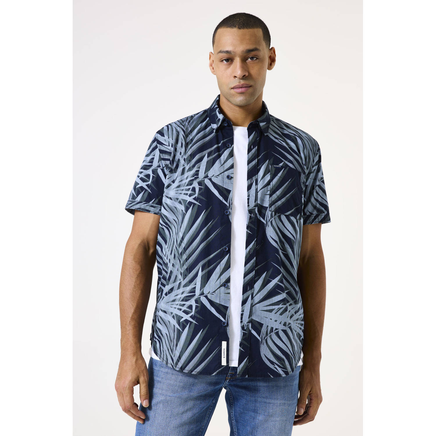 Garcia casual overhemd donkerblauw