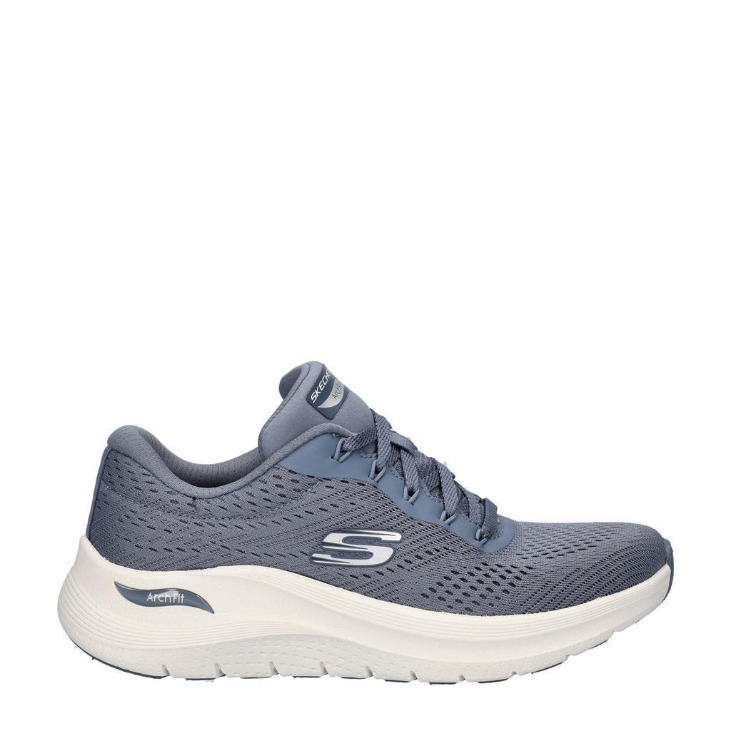 Blauwe dames Skechers Arch Fit 2.0 sneakers van textiel met veters