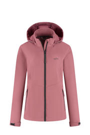 thumbnail: Roze dames Kjelvik outdoor jas Evi van softshell materiaal met lange mouwen, capuchon en ritssluiting