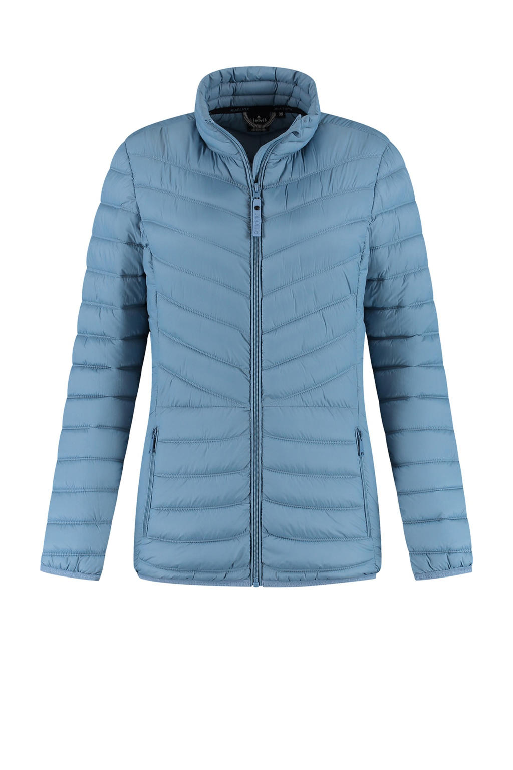 Lichtblauwe dames Kjelvik outdoor jas Anne van nylon met lange mouwen en ritssluiting