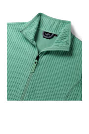 thumbnail: Turquoise dames Kjelvik outdoor vest Nola van fleece met lange mouwen, opstaande kraag en ritssluiting