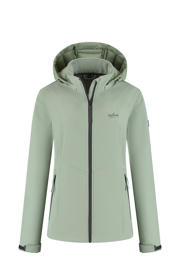 thumbnail: Lichtgroene dames Kjelvik outdoor jas Evi van softshell materiaal met lange mouwen, capuchon en ritssluiting