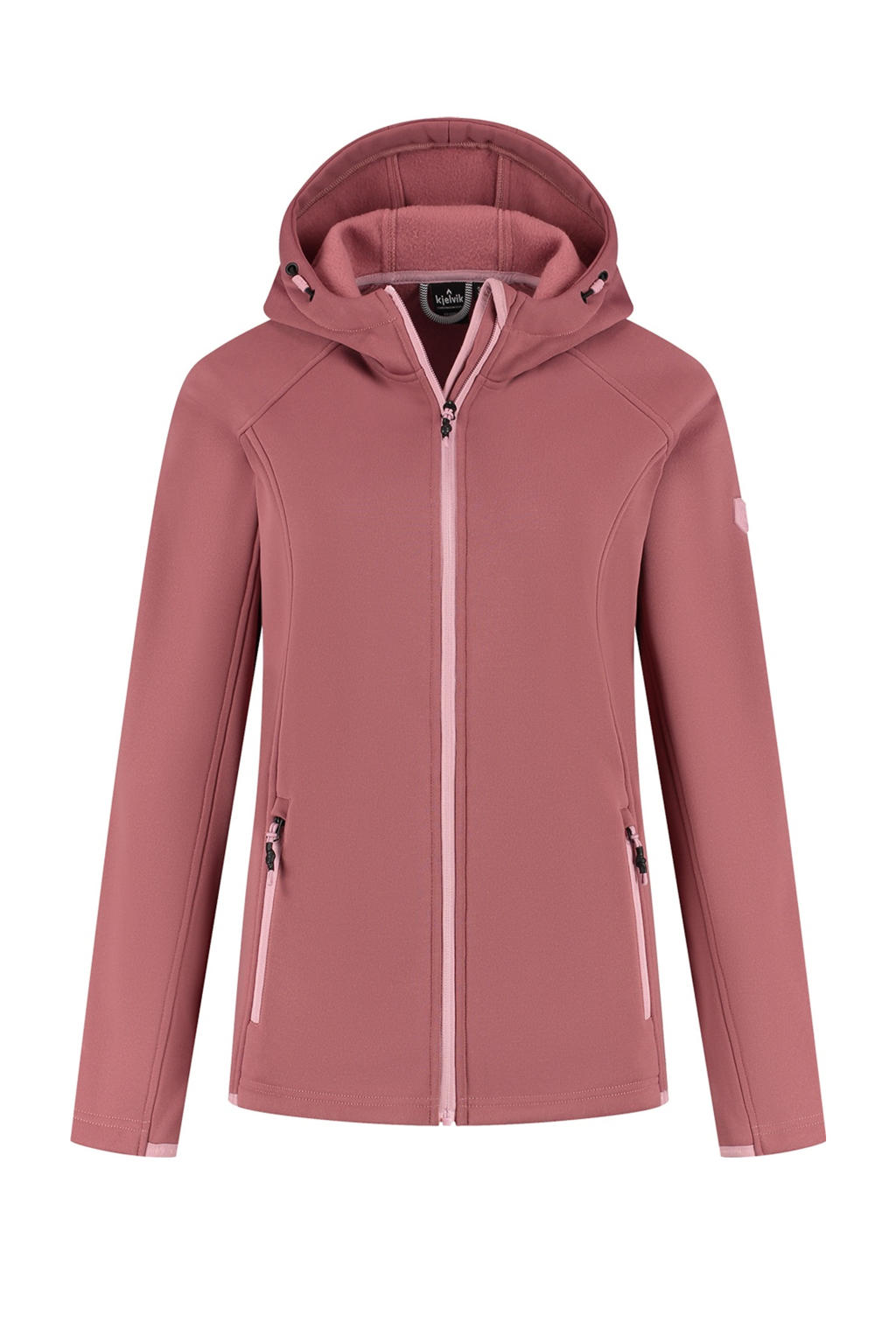 Roze dames Kjelvik outdoor vest Yuna met lange mouwen, capuchon en ritssluiting