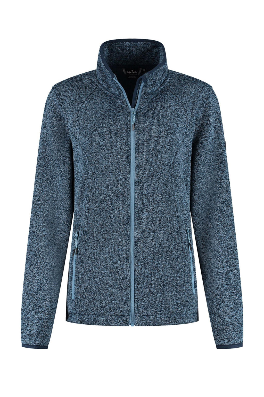 Blauwe dames Kjelvik outdoor vest Juul met lange mouwen, opstaande kraag en ritssluiting