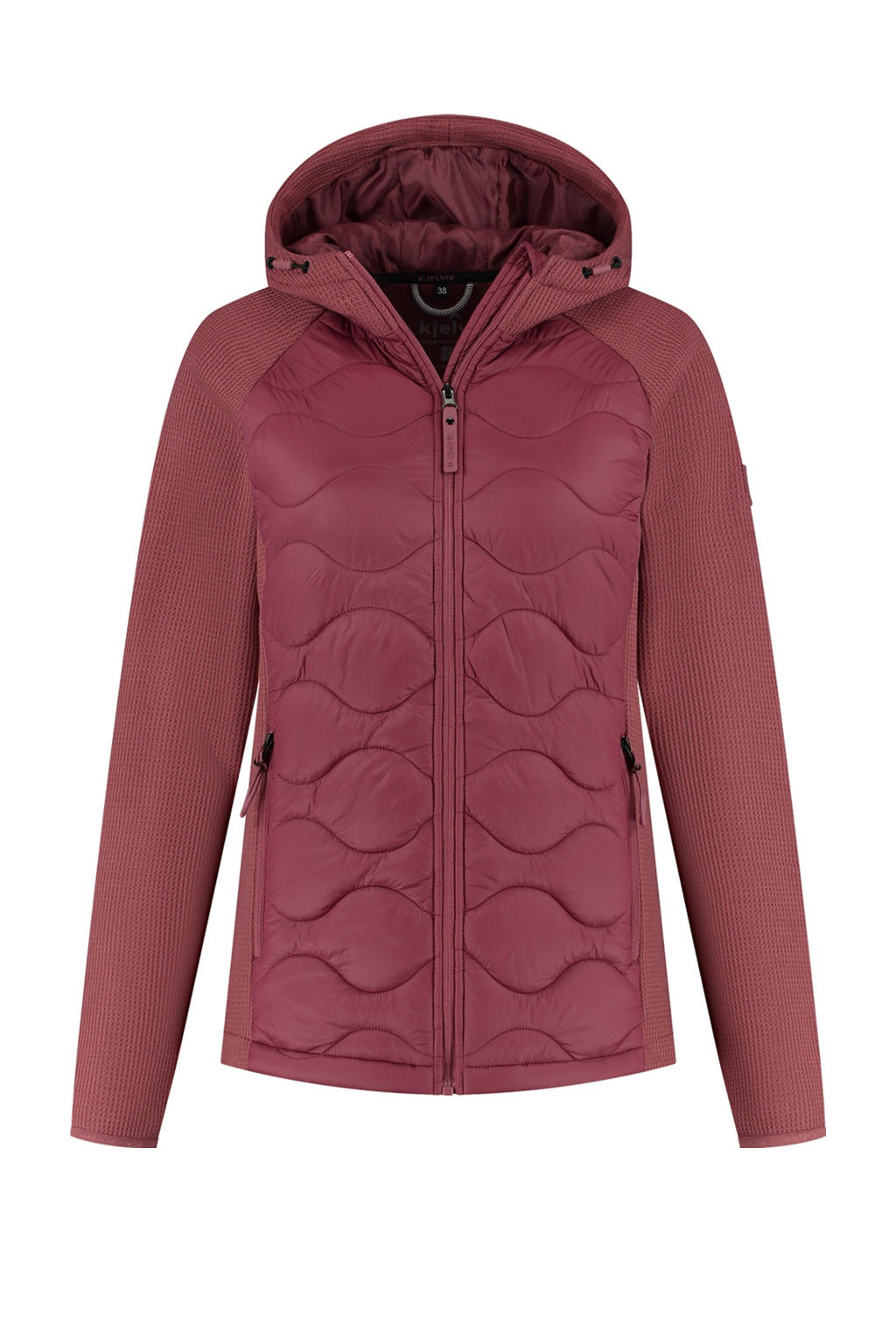 Roze dames Kjelvik outdoor jas Veda van polyester met lange mouwen, capuchon en ritssluiting