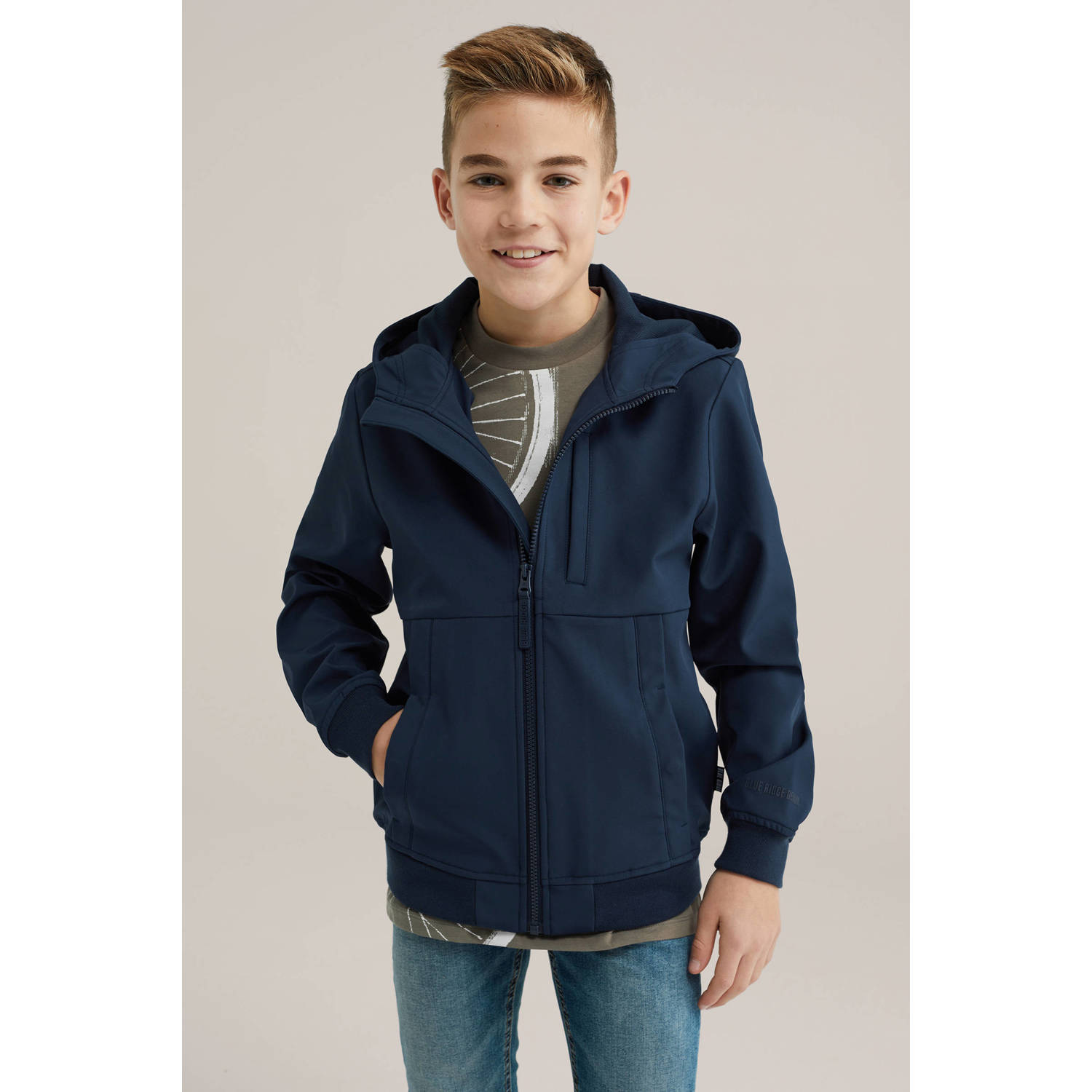 WE Fashion Blue Ridge softshell jas donkerblauw