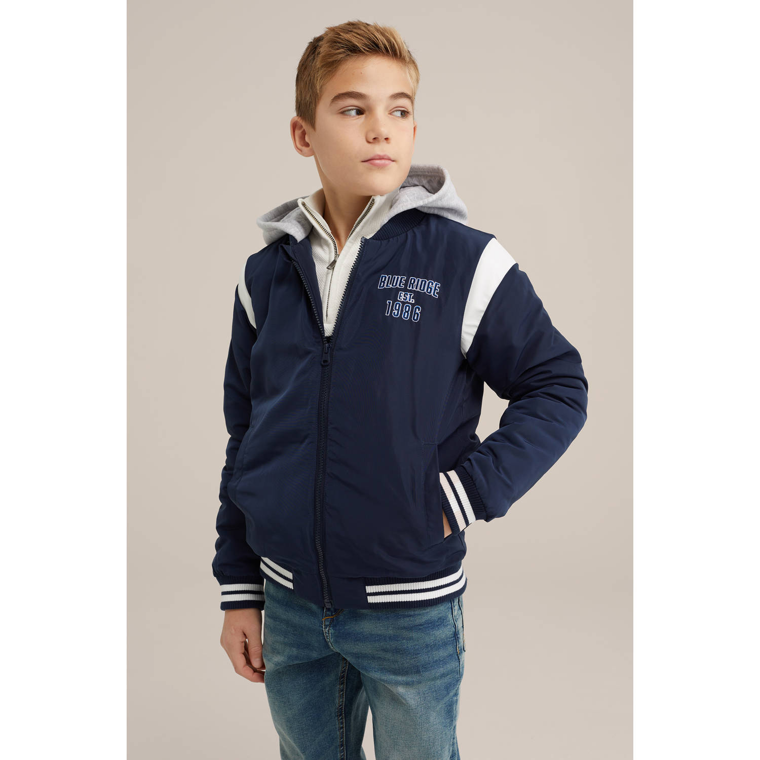 WE Fashion Blue Ridge jack donkerblauw