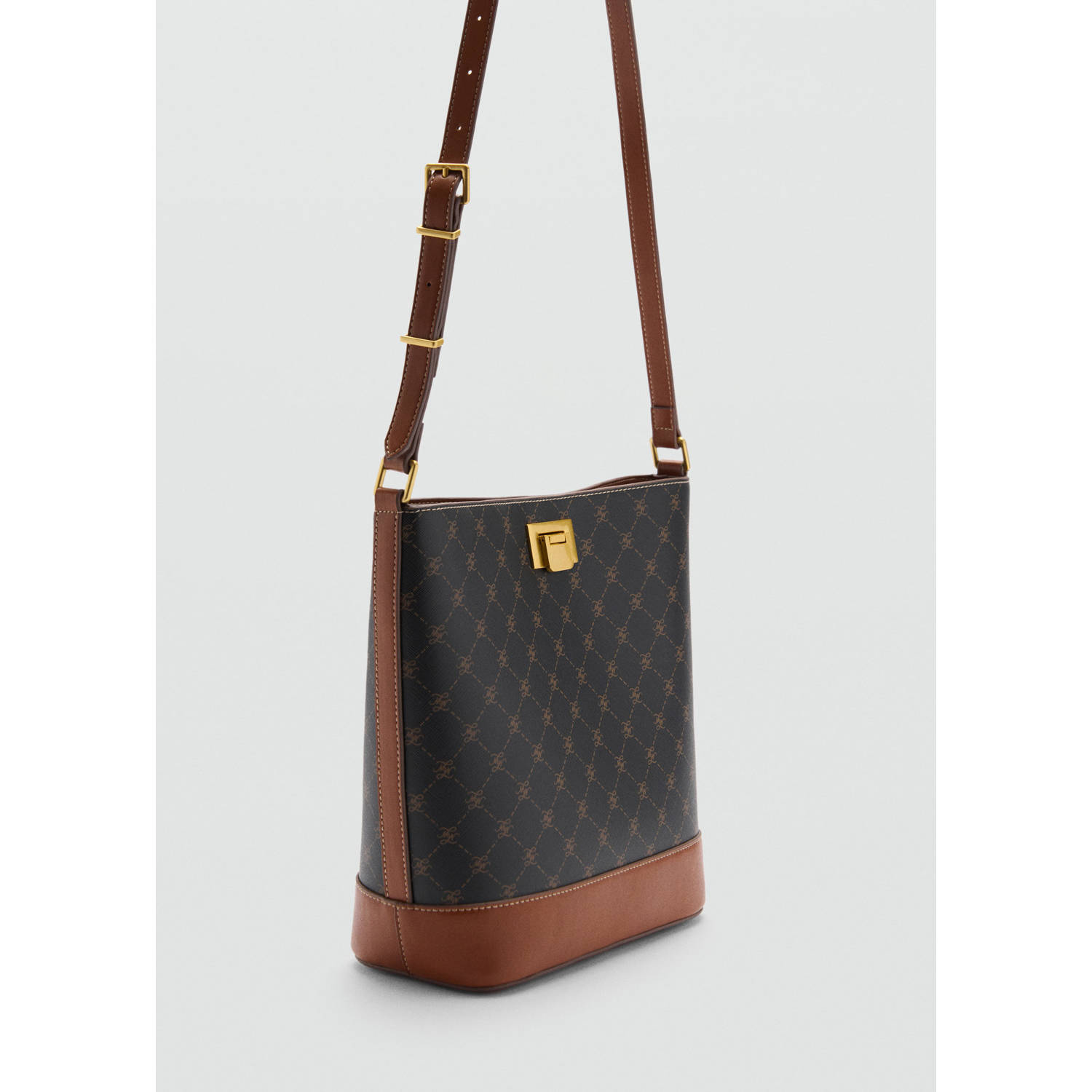 Mango crossbody tas met all over print bruin