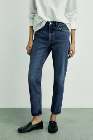 high waist mom jeans medium blue denim