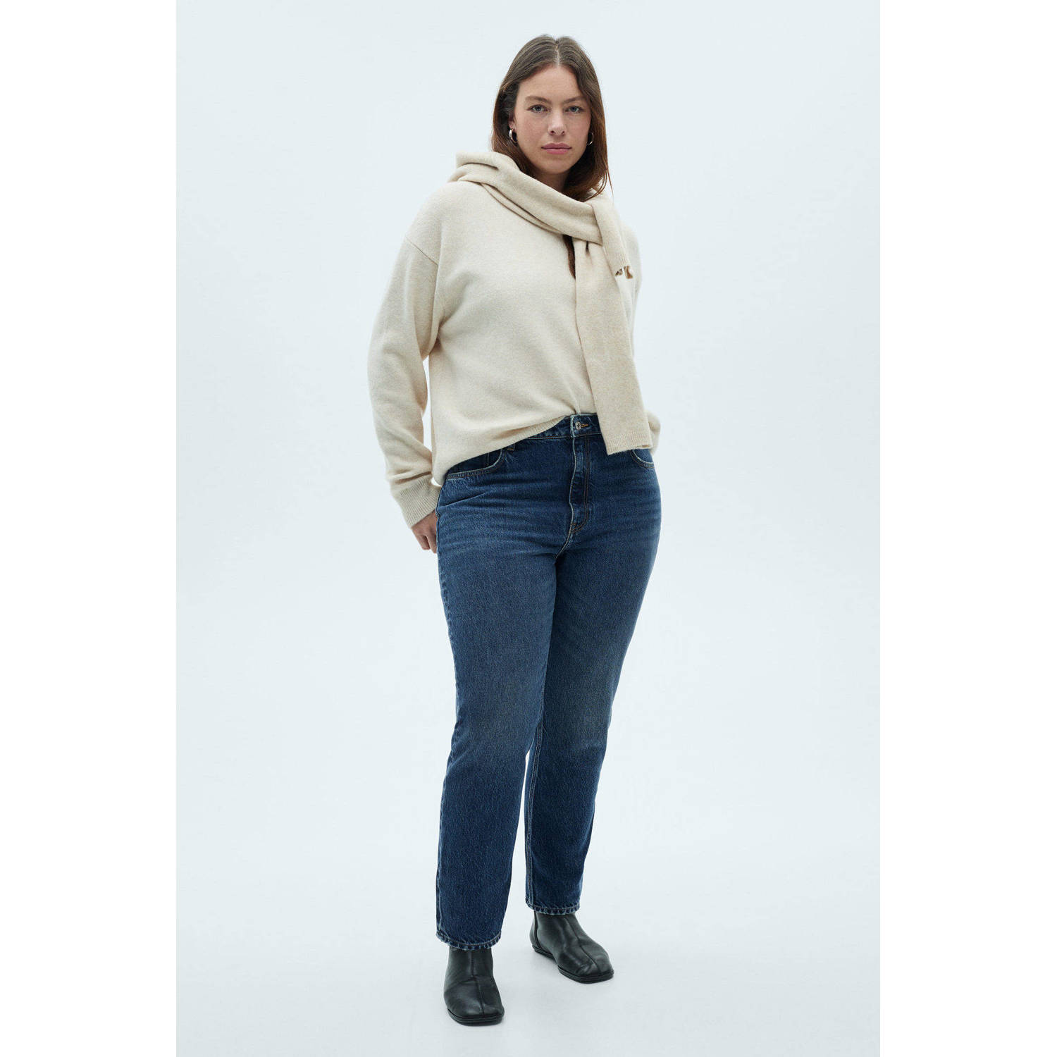 Mango high waist mom jeans medium blue denim