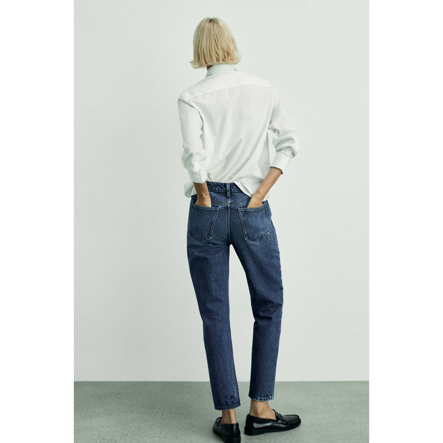 Mango high waist mom jeans medium blue denim