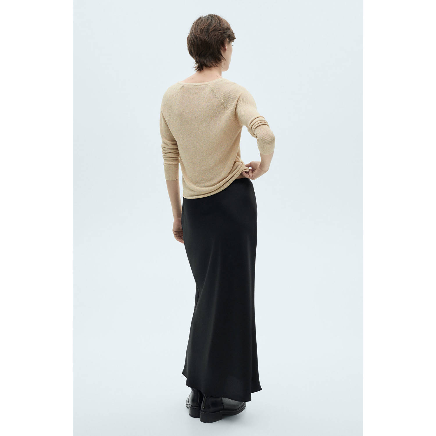 Mango gebreide trui goud met lurex